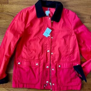 J.Crew Vibrant Red Jacket with Black Collar